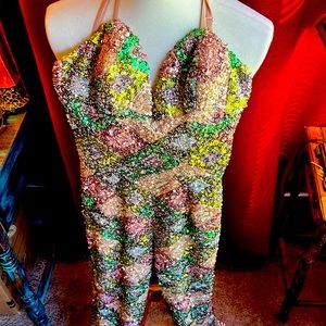 Dress The Population Lasr Sequin Jumpsuit